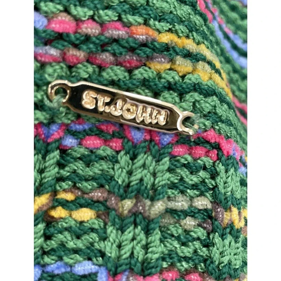 St. John Sport Size Medium Mock Neck Sweater Rainbow Stripe Women's Wool Blend - Picture 11 of 16